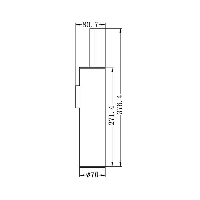 Technical Drawing Nero Mecca Toilet Brush Holder in Brushed Bronze NR1988BZ - The Blue Space