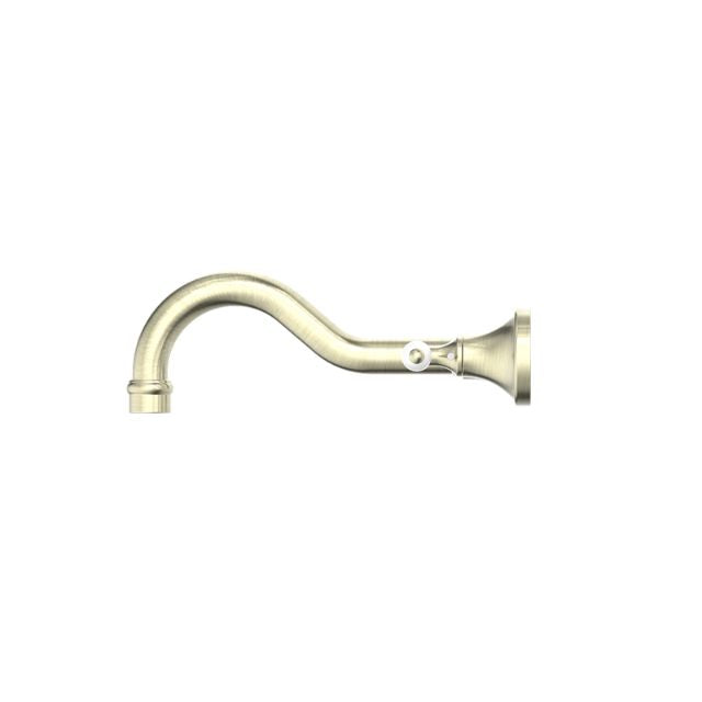 Nero York Wall Basin Set With White Porcelain Lever Aged Brass