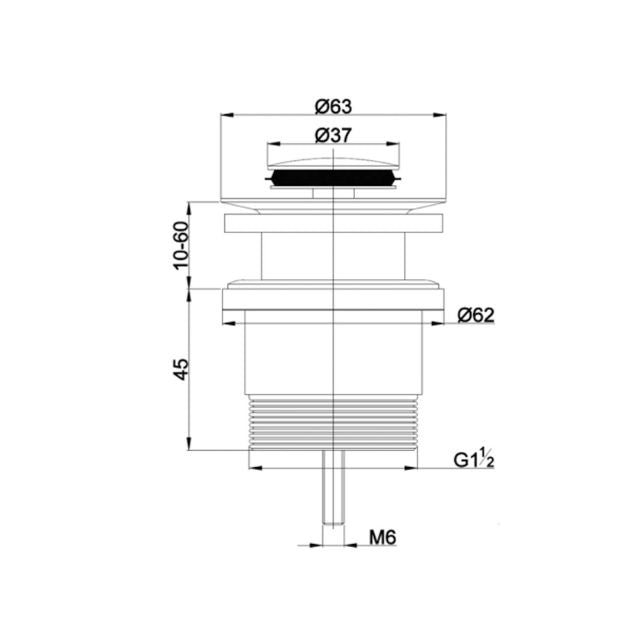 Technical Drawing Nero Project Pop Up Waste Matte Black NRA47lMB - The Blue Space