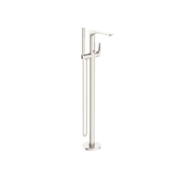Nero Bianca Freestanding Bath Mixer With Hand Shower Brushed Nickel