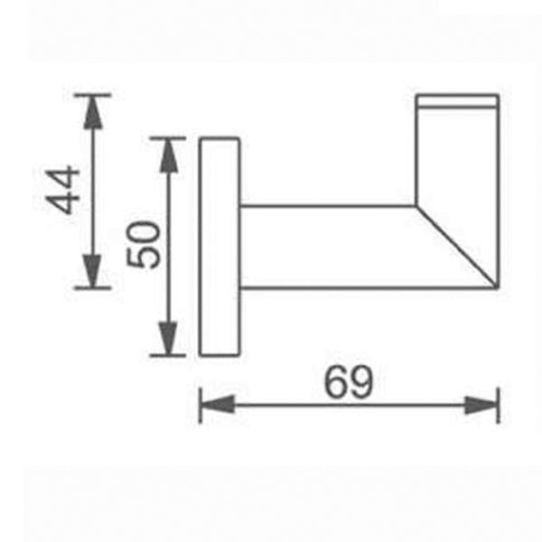 Nero Dolce Robe Hook Brushed Nickel Technical Drawing - The Blue Space