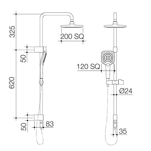 Caroma Contemporary Luna Shower on Rail by Caroma - The Blue Space