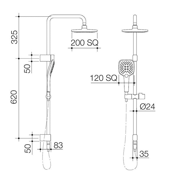 Caroma Contemporary Luna Shower on Rail by Caroma - The Blue Space
