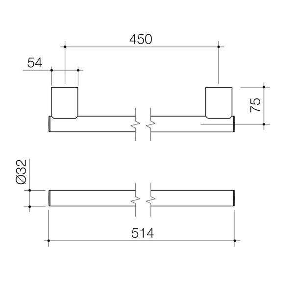Caroma Opal Support Rail 450mm Straight