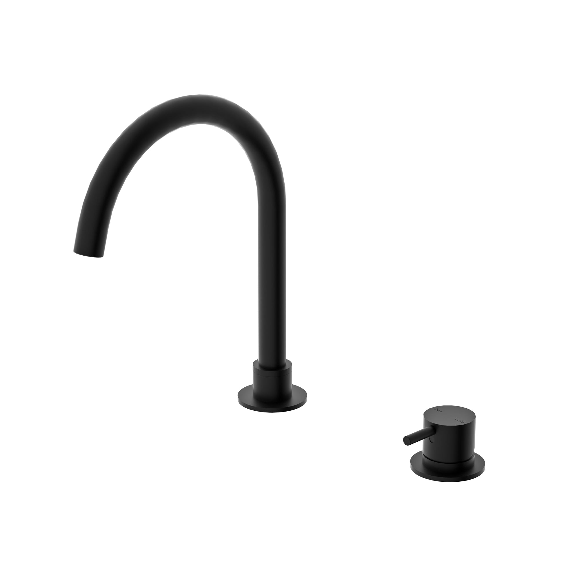 Nero Mecca Hob Basin Mixer Round Spout Matte Black | The Blue Space
