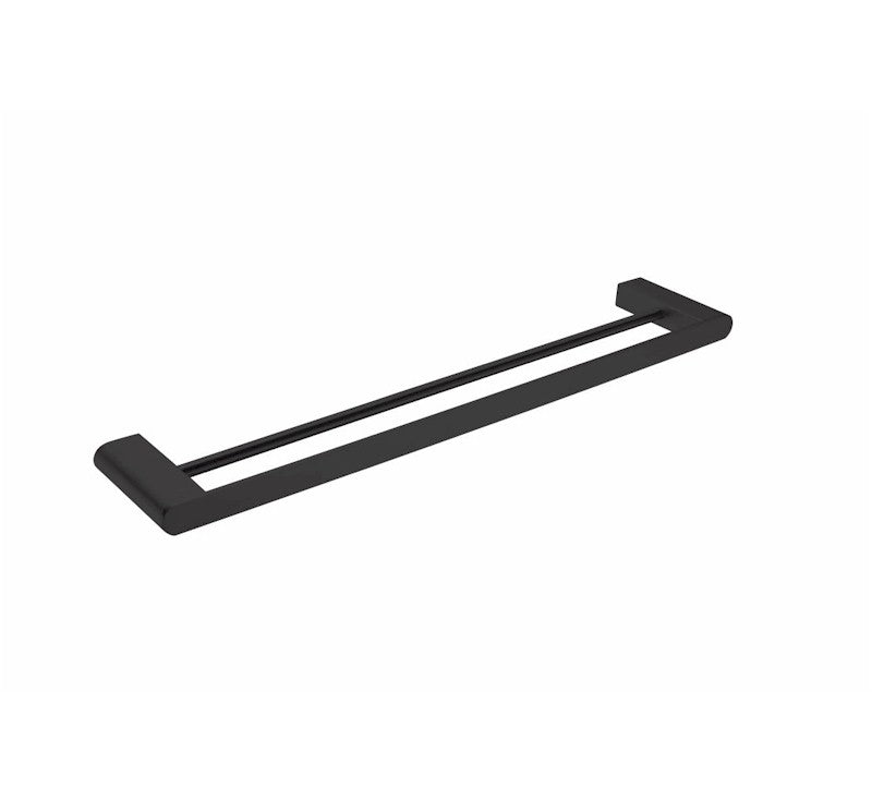 Nero Bianca Double Towel Rail 600mm Matte Black | The Blue Space