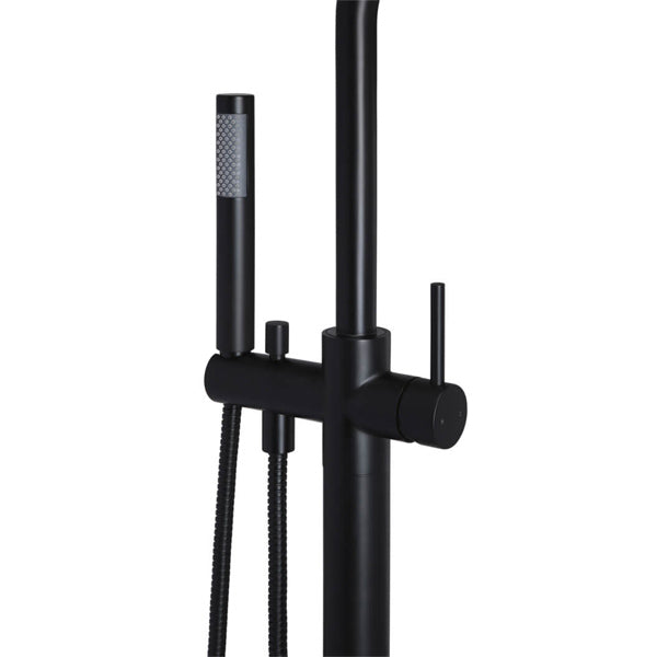 Meir Freestanding Round Bath Mixer with Hand Spray - Black - The Blue Space