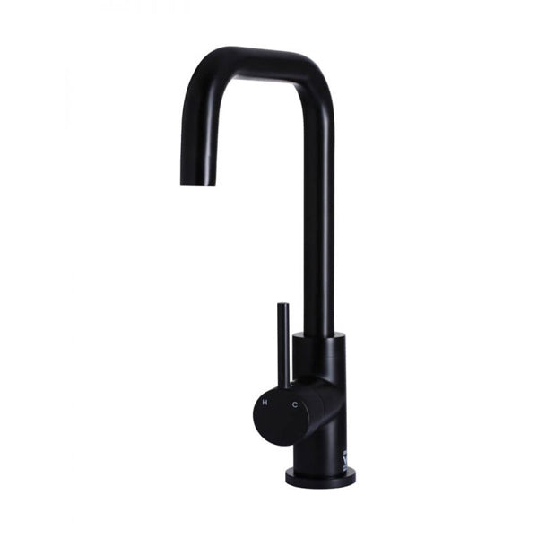 Meir Round Squareline Kitchen Sink Mixer Tap Matte Black - The Blue Space