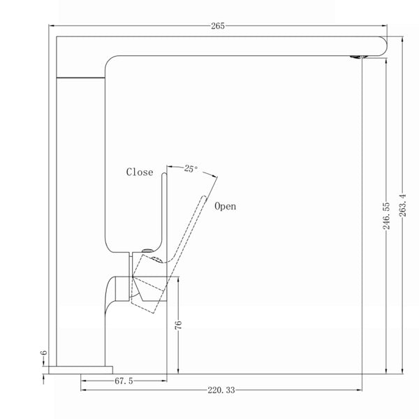 Technical Drawing - Nero Vitra Kitchen Mixer