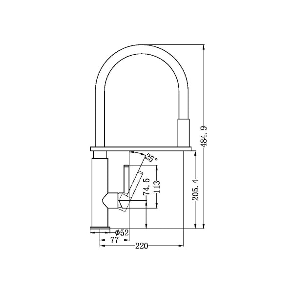 Technical Drawing: Nero Rit Pull Out Sink Mixer Chrome