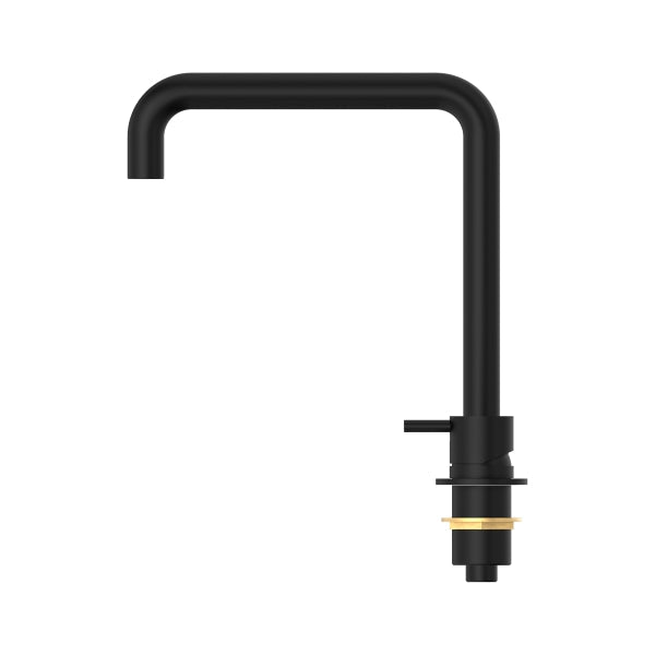 Nero Mecca Hob Basin Mixer Square Spout Matte Black Side - The Blue Space
