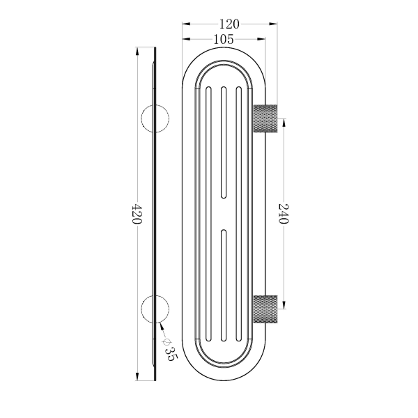Technical Drawing: Nero Opal Metal Shelf Brushed Bronze