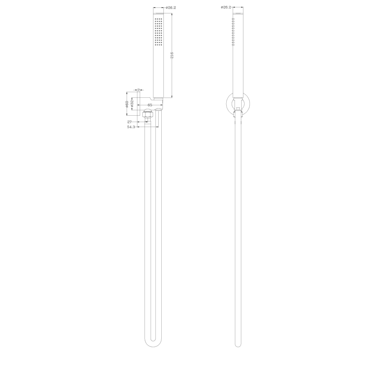 Technical Drawing: Nero Round Shower Bracket Matte Black
