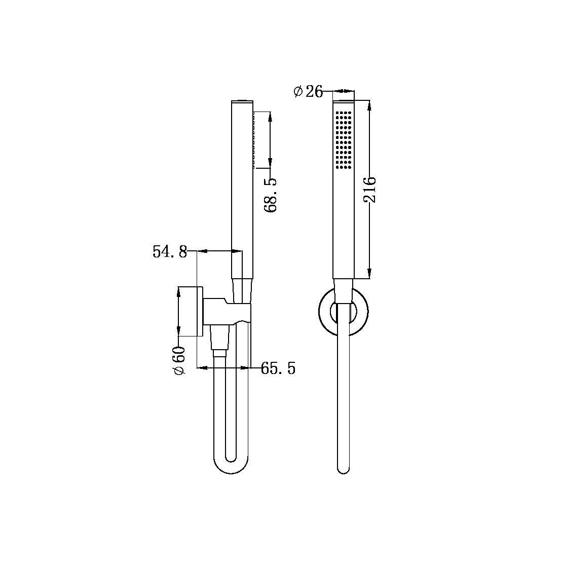 Technical Drawing: Nero Round Shower Bracket Brushed Gold