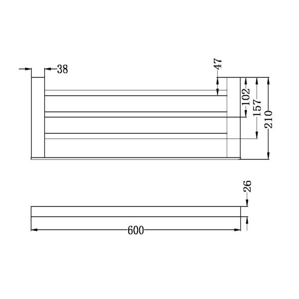 Technical Drawing: Nero Celia Towel Rack Matte Black