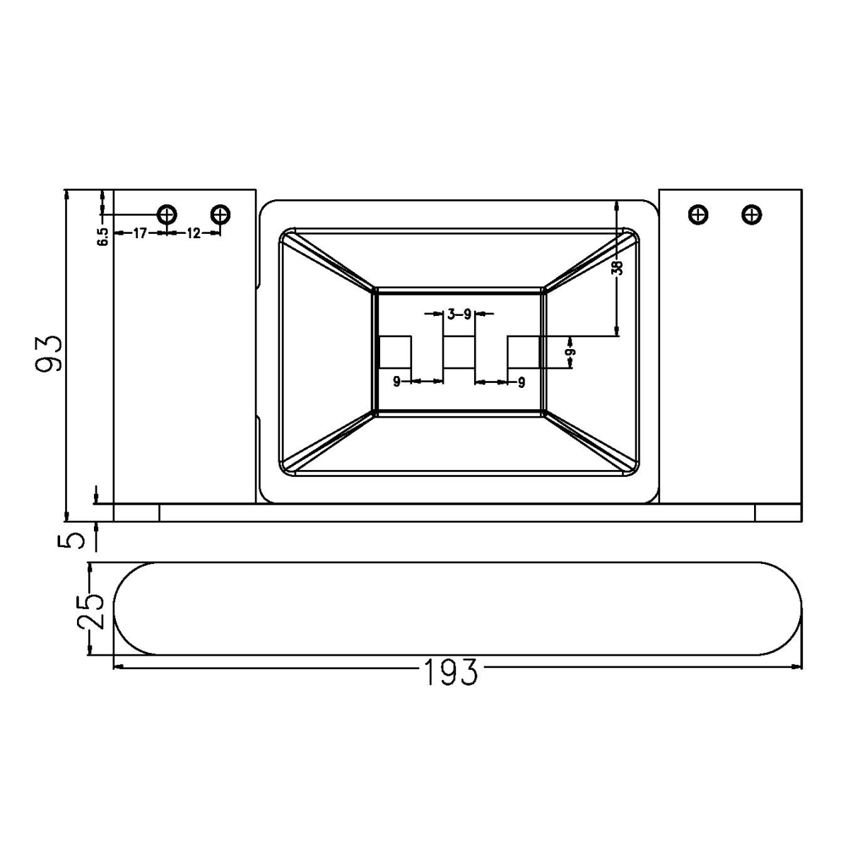 Technical Drawing: Nero Bianca Soap Dish Holder Matte Black