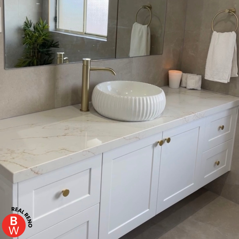 Nero Mecca Tall Basin Mixer Brushed Gold | The Blue Space Real Reno