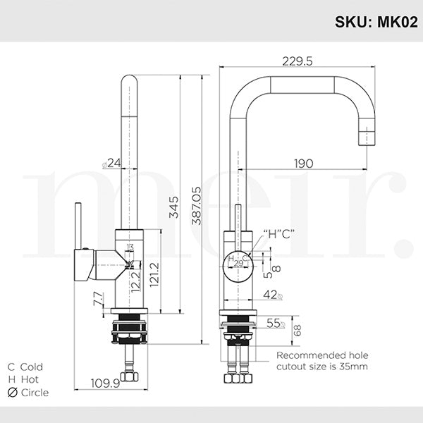 Meir Round Kitchen Mixer - Matte Black Dimensions - The Blue Space