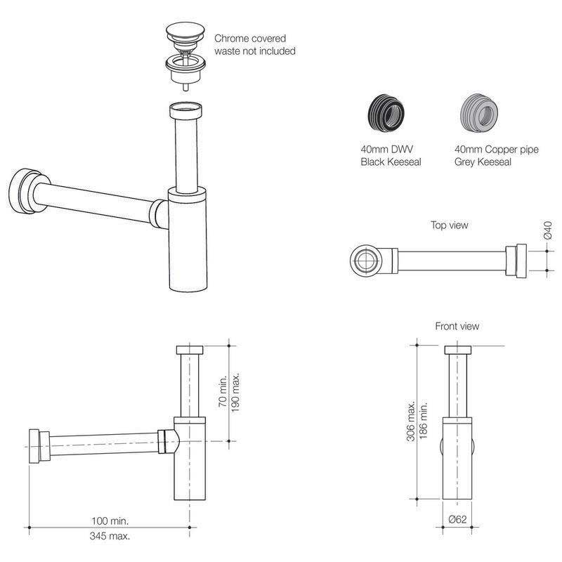 Caroma Eco Noir Bottle Trap-Black by Caroma - The Blue Space