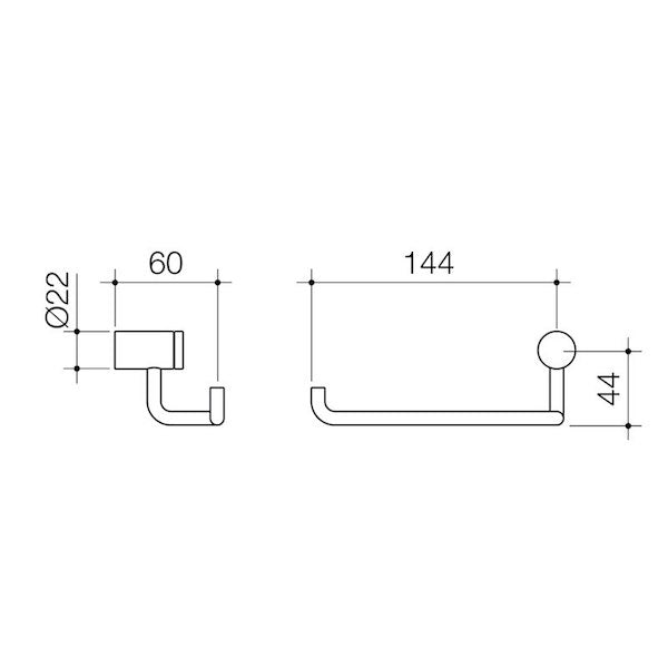 Caroma Titan Stainless Steel Toilet Roll Holder Technical Drawing - The Blue Space