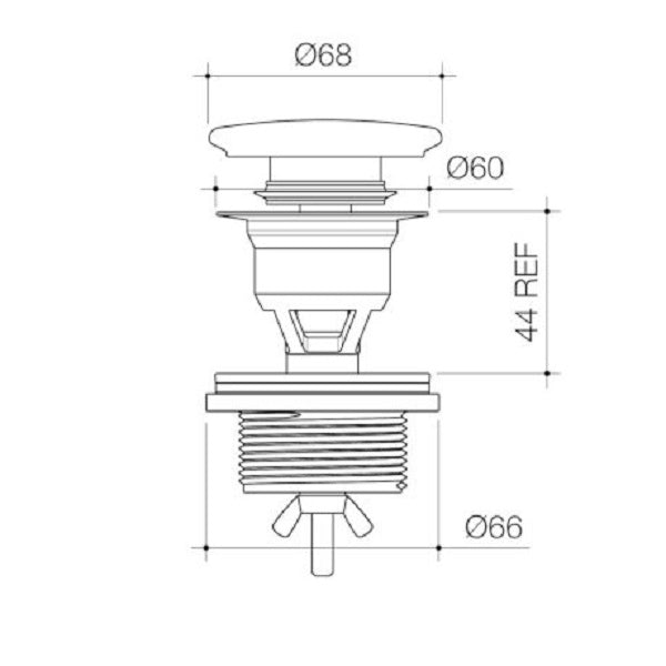 Technical Drawing: Caroma Urbane II Basin Dome Pop Up Plug & Waste Chrome