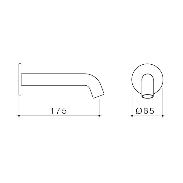 Caroma Liano II 175mm Basin/Bath Outlet Technical Drawing - The Blue Space