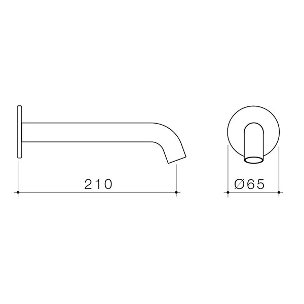 Caroma Liano II 210mm Basin/Bath Outlet Technical Drawing The Blue Space