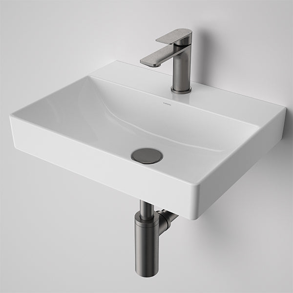 Caroma Urbane II Basin Dome Pop Up Plug & Waste Gunmetal in Caroma Urbane II Wall Hung Basin - The Blue Space
