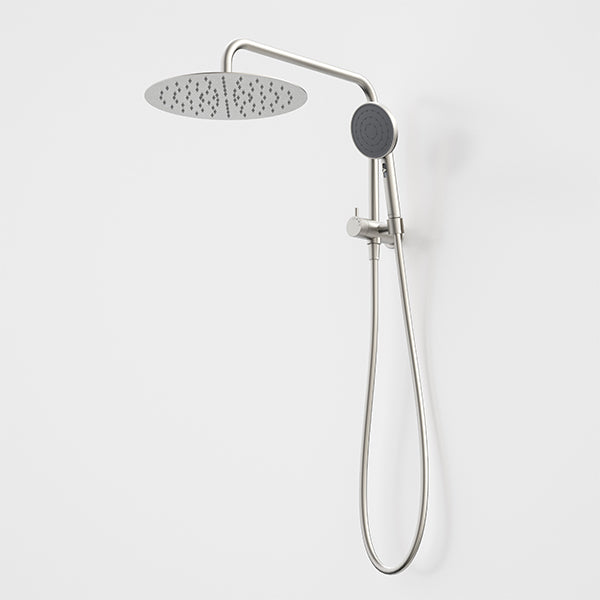 Caroma Urbane II Compact Twin Shower Brushed Nickel