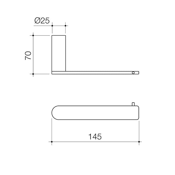 Caroma Urbane II Toilet Roll Holder Technical Drawing - The Blue Space