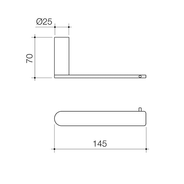 Caroma Urbane II Toilet Roll Holder Matte Black Technical Drawing - The Blue Space