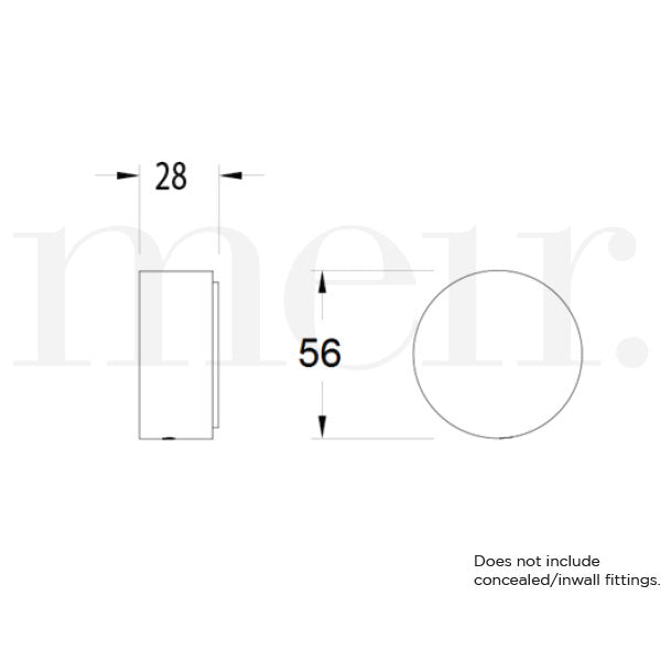 Meir Circular Wall Taps Polished Technical Drawing - The Blue Space