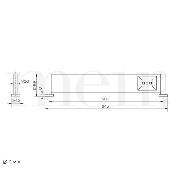 Meir Round Bathroom Shelf Matte Black Technical Drawing - The Blue Space