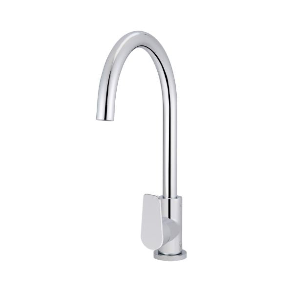 Meir Paddle Round Gooseneck Kitchen Sink Mixer Tap Chrome - The Blue Space