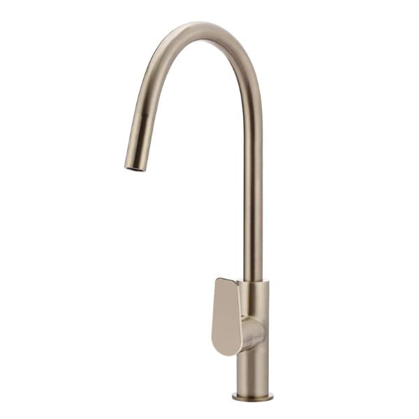 Meir Paddle Round Pull Out Kitchen Sink Mixer Tap Champagne - The Blue Space
