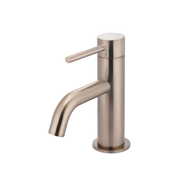 Meir Piccola Basin Mixer - Champagne in side angel view - The Blue Space