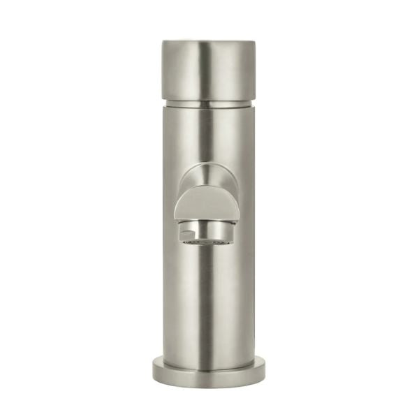 Meir Pinless Round Basin Mixer - Brushed Nickel in front view - The Blue Space