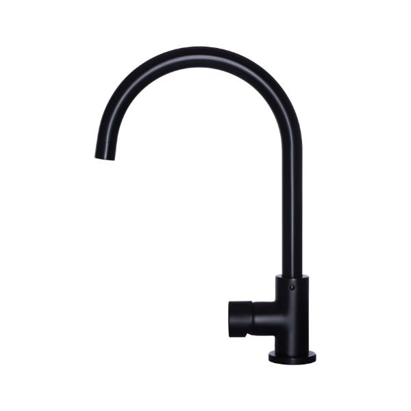 Meir Pinless Round Kitchen Sink Mixer Tap Matte Black - The Blue Space