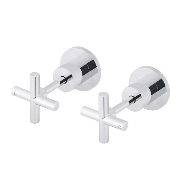 Meir Round Cross Jumper Valve Wall Top Assemblies Chrome - The Blue Space