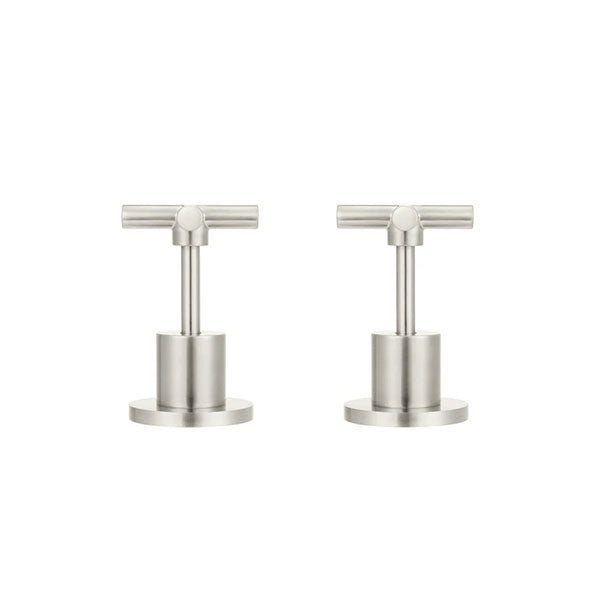 Meir Round Cross Jumper Valve Wall Top Assemblies Brushed Nickel - The Blue Space
