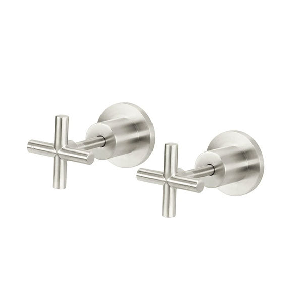 Meir Round Cross Jumper Valve Wall Top Assemblies Brushed Nickel - The Blue Space