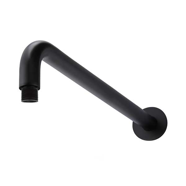 Meir Round Curved Wall Shower Arm 400mm Matte Black - The Blue Space