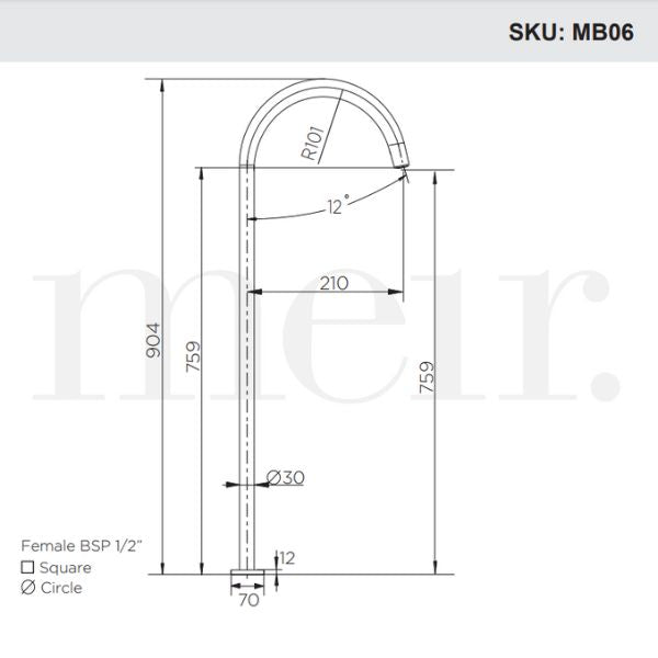 Meir Round Freestanding Bath Filler Shadow - The Blue Space