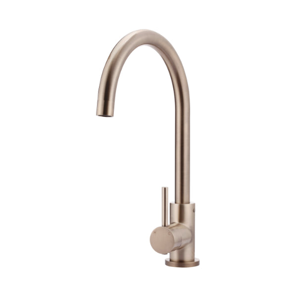 Meir Round Gooseneck Kitchen Tap Mixer Champagne - The Blue Space
