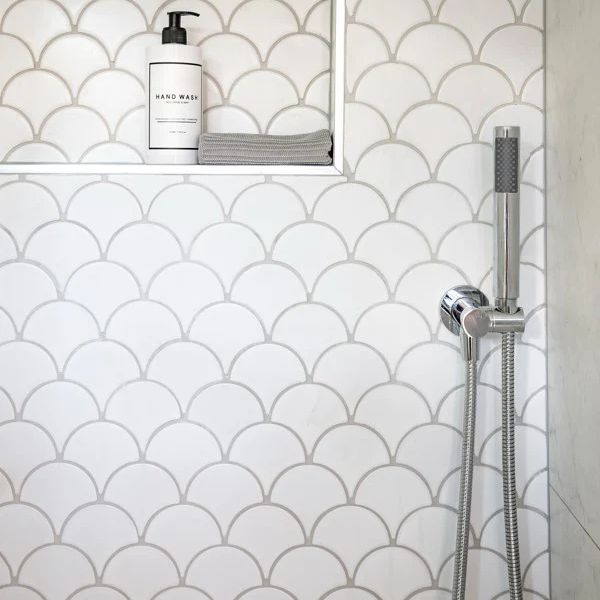 Meir Round Hand Shower on Swivel Bracket Chrome in modern bathroom design - The Blue Space