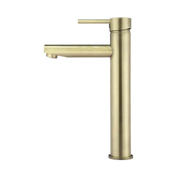 Meir Round Tall Basin Mixer Tiger Bronze in side view - The Blue Space