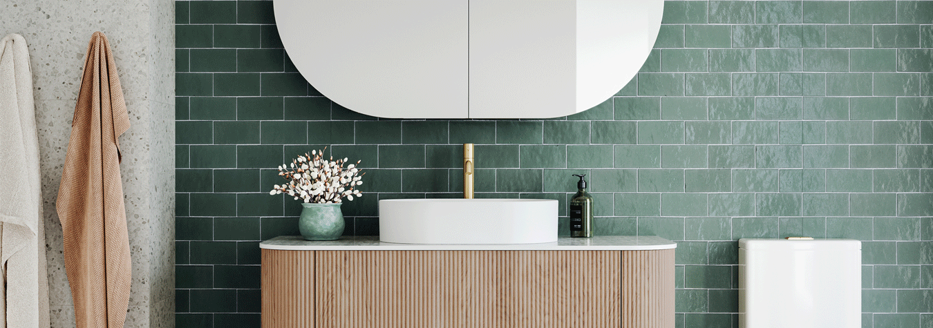 Modern Glam Bathroom | A Fusion of Green and Gold
