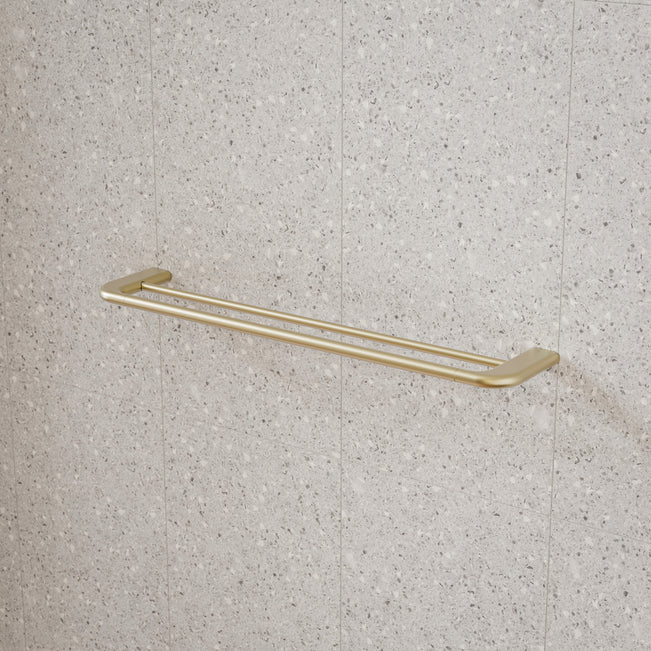 Caroma Contura II 620mm Double Towel Rail - Brushed Brass