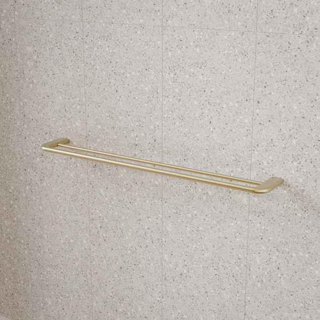 Caroma Contura II 820mm Double Towel Rail - Brushed Brass