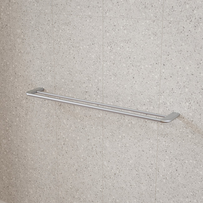 Caroma Contura II 820mm Double Towel Rail - Brushed Nickel